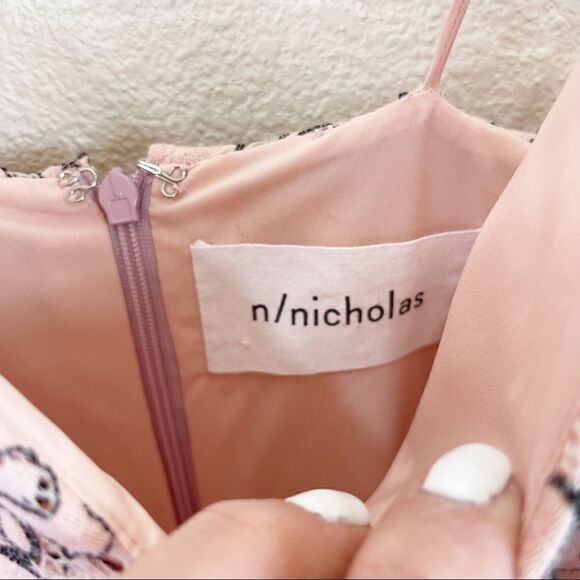 Nicholas Pink Eyelet Lace Midi Cocktail Tank Dress Size 8 - Picture 8 of 10